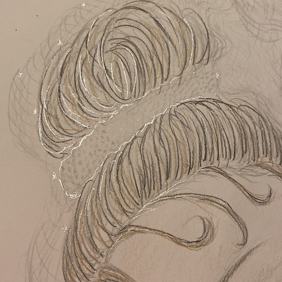 Unframed Original Art Portrait Drawing Beautiful Bride Wedding Day - Picture 4 of 5